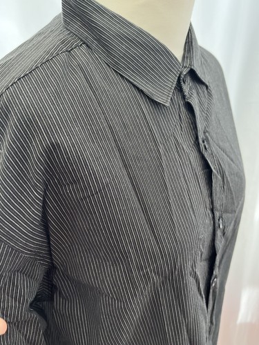 Michael Brandon Men's Black Striped Long Sleeve Collared Shirt L - Picture 3 of 12
