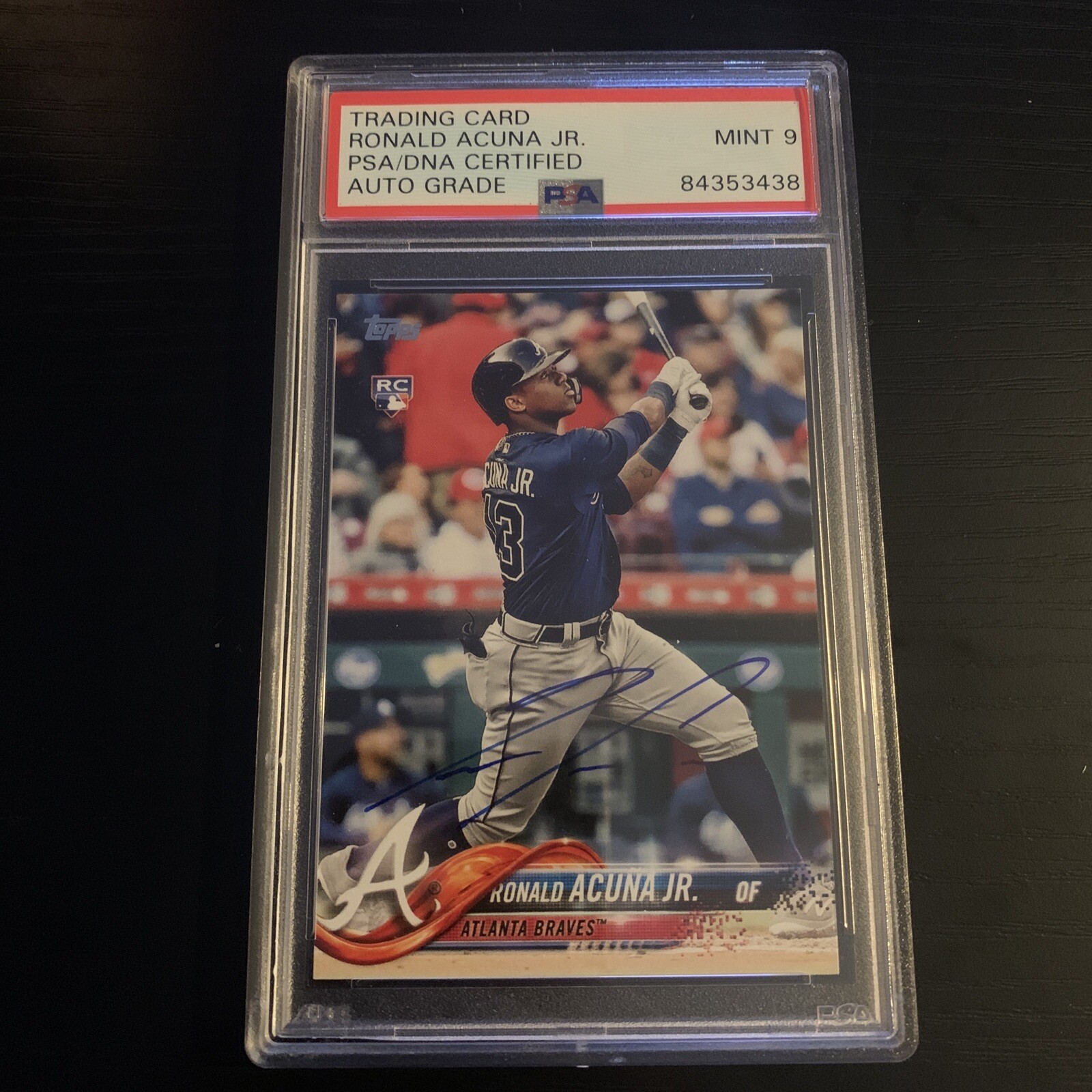 RONALD ACUNA JR. 2018 TOPPS UPDATE #250 AUTO AUTOGRAPH RC PSA/DNA 9 MINT