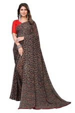 New Indian Georgette Saree With Unstitched Blouse Party Wedding Wear For women