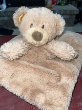 Kelly Baby Tan Brown Bear Lovey Security Blanket w/ Rattle Baby Toy 14" x 14.5"