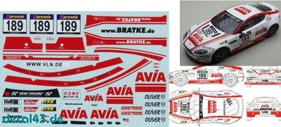 1/43 Decal Aston Martin V8 Vantage ''AVIA'' Team Bratke VLN 2012