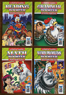 LOT 4: Skill Mill Booster Workbooks:Reading Grammar Math Word Problems - Grade 4