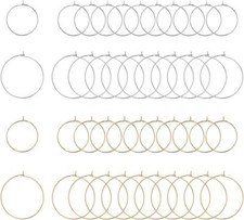 60pcs 2 Sizes 25mm/35mm 316L Stainless Steel Hoop Earrinng Findings Pin 0.8mm