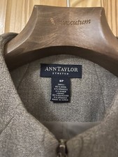 Ann Taylor Lady’s Wool Blazer Jacket In Grey Small