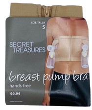 BREAST PUMP BRA SMALL Size S Zip Front Hands Free BEIGE Maternity