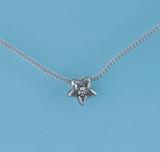 Necklace, necklace, shortie, star with diamond in white gold 333/ooo