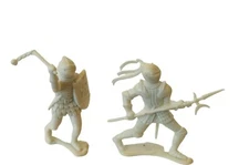 Medieval Knight vtg plastic toy figure 1960 britain marx mpc lot White Halberd