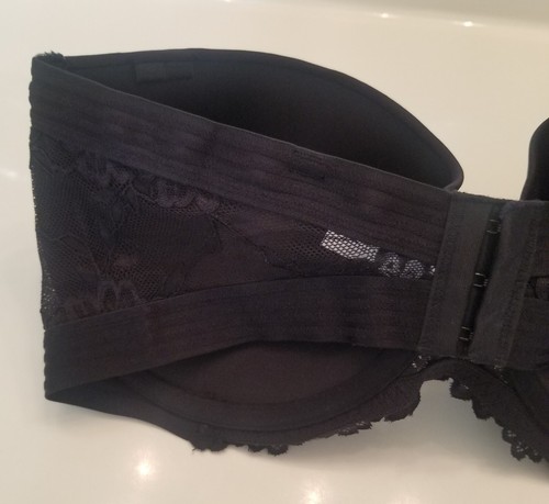 Maidenform Strapless Bra 38DD Padded Pushup Underwire Lace SE1102 Black No Strap - 第 7/17 張圖片