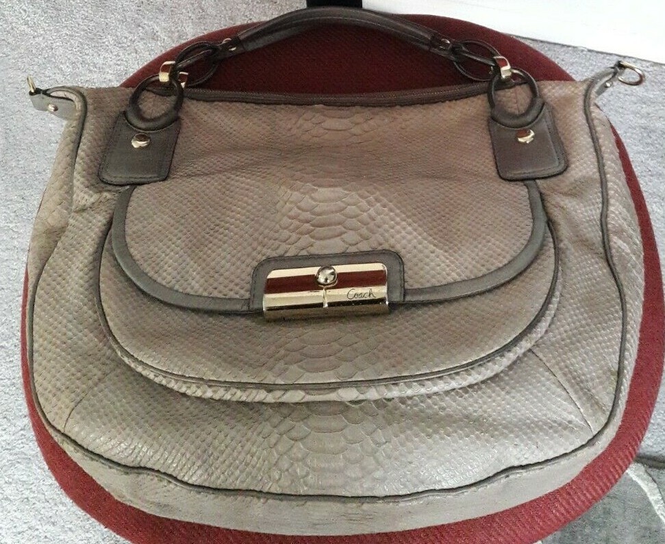 AUTH COACH EMB SNAKE/PYTHON LEATHER LARGE SATCHEL… - image 3