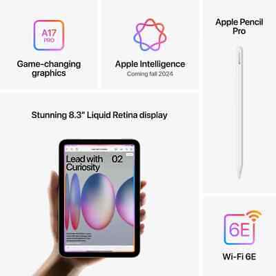 New 2024 Apple iPad mini (A17 Pro) 7th Gen, Choose Color New 2024 Apple iPad mini (A17 Pro) 7th Gen, Choose Color