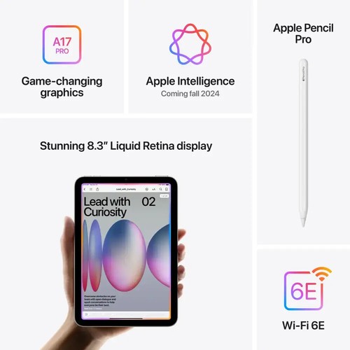 New 2024 Apple iPad mini (A17 Pro) 7th Gen, Choose Color, Storage, Connectivity - Afbeelding 2 van 8