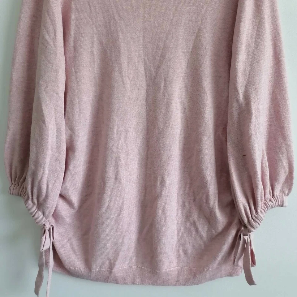 H&M Mama Womens Pullover Sweater Pink Marled Tie Sleeve Scoop Neck Maternity L - Image 4 of 4
