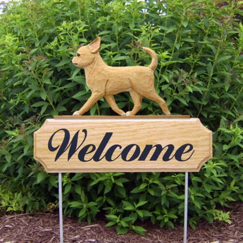 Chihuahua Wood Welcome Outdoor Sign Fawn