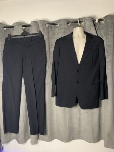 Armani Collezioni black 2 Piece suit 100% Wool C42” W36” L32” Made In Italy - Picture 1 of 13