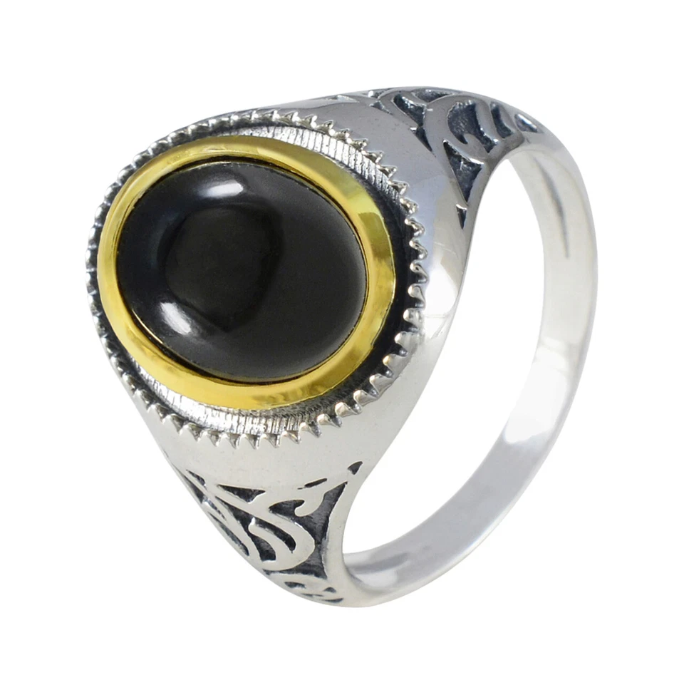 Mystischer Mitternachts-Himmlischer Ring aus Sterlingsilber mit schwarzem Onyx - Bild 2 von 4