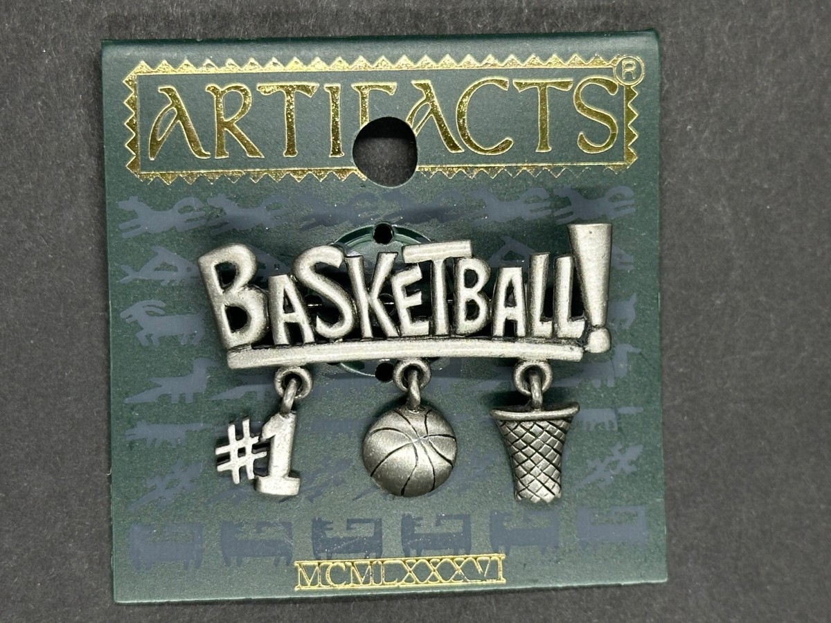 J J Jonette Jewelry Vintage Basketball Fan Hanging Charms Brooch