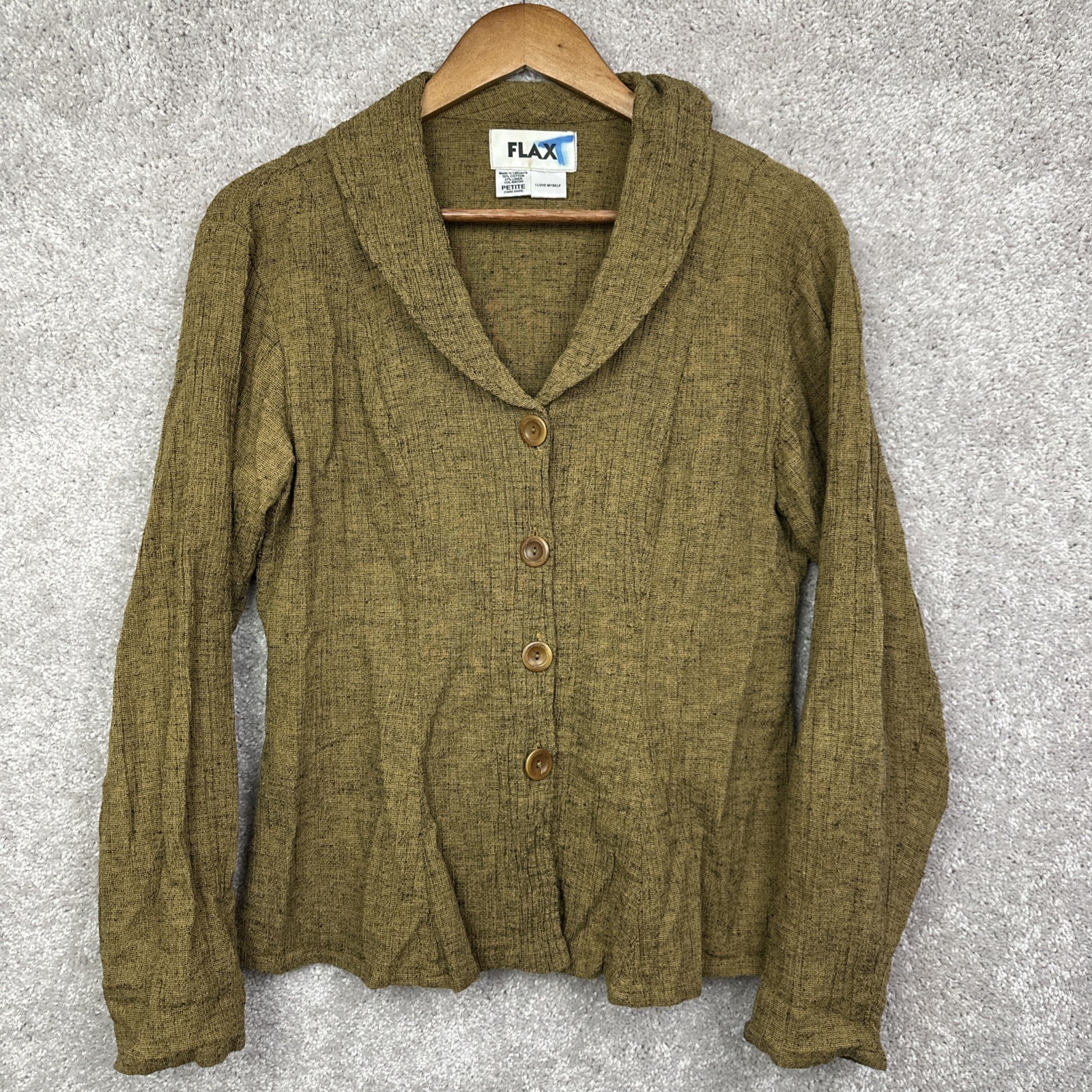 Flax Cotton Linen Blend Lagenlook Button Front Tunic Shirt Petite