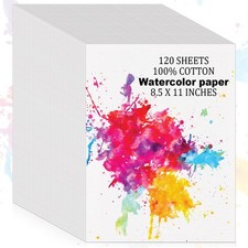 120 Sheets 100 Cotton Watercolor Paper Bulk, 8.5" x 11" 140lb/300 GSM Cold P...