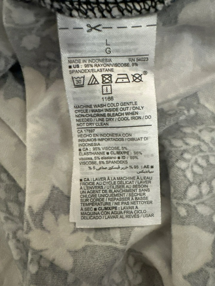 Vestido Old Navy Floral Manga Larga Línea A L Negro/Blanco Cottage Core Todo Foto 4 de 4