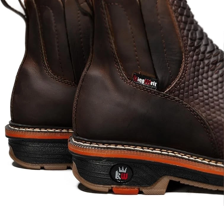 Botas de trabajo al tobillo occidentales exóticas con estampado de pitón punta cuadrada de cuero genuino punta suave Foto 4 de 4