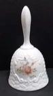 Fenton White Milk Glass Hand Painted Rose With a Woven Pattern On The Bell