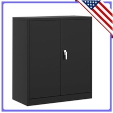 1 Cold Rolled Steel Iron Furniture-Handle Lock Low Cabinet H90 W80 D40Cm Black