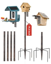 Bird Feeder Pole Stand – 74.5 Inch Height Feeding Station with 1-Inch Dia Hea...