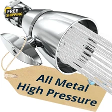 ® Solid Metal 2 Inch High Pressure Shower Heads - CHROME – 2.5 GPM Shower