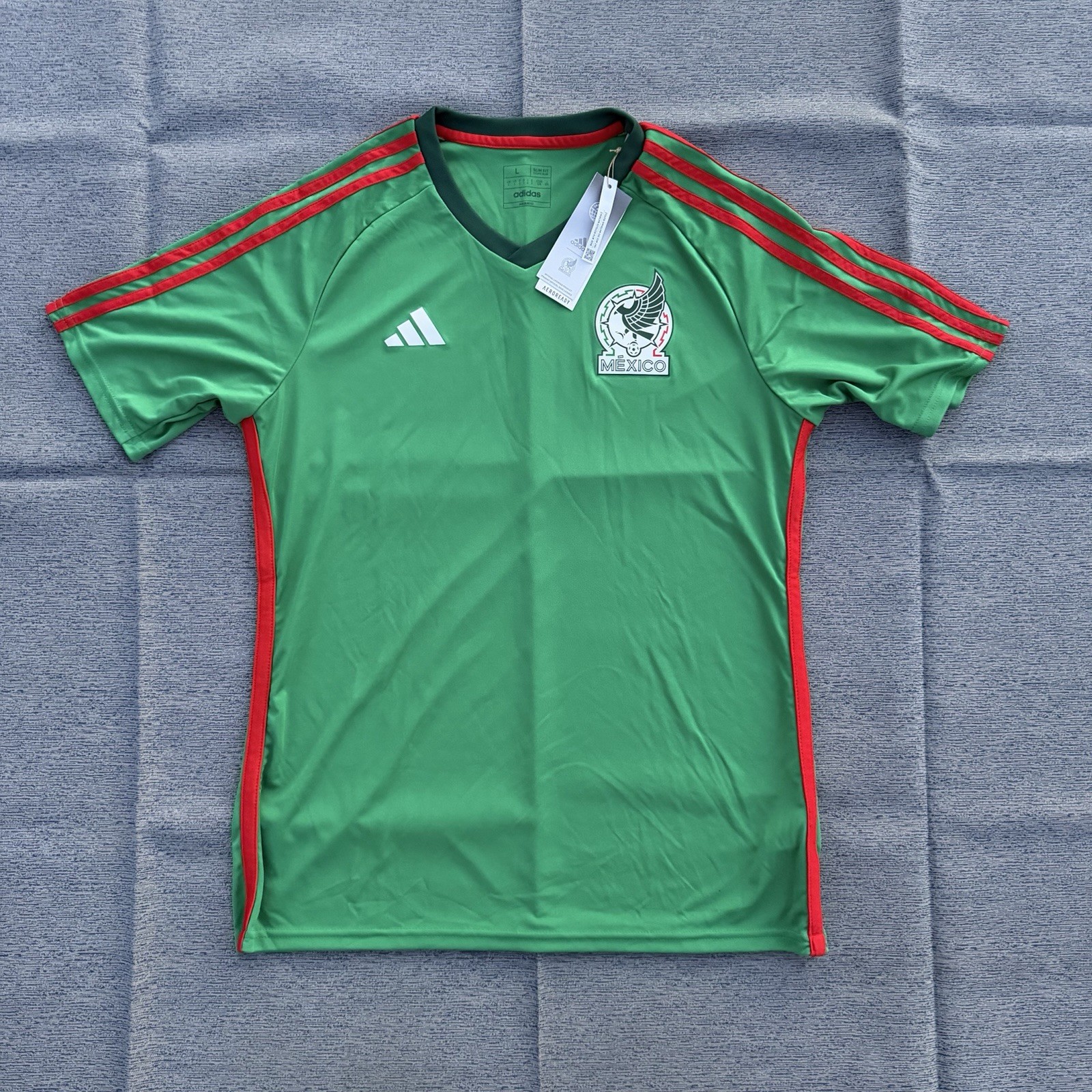 NWT New Authentic Adidas Mexico Fan Jersey Mens Large Slim RRP $60 El Tri Azteca
