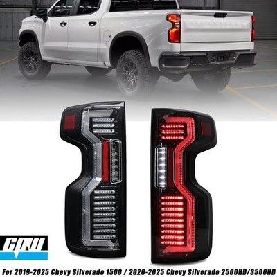For 2019-2026 Chevy Silverado 1500 Tail Lights Black Clear Lens Rear Lamps
