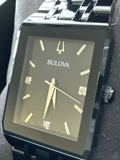 Bulova Men's Quartz Stainless Steel Black Watch 30MM 98D164