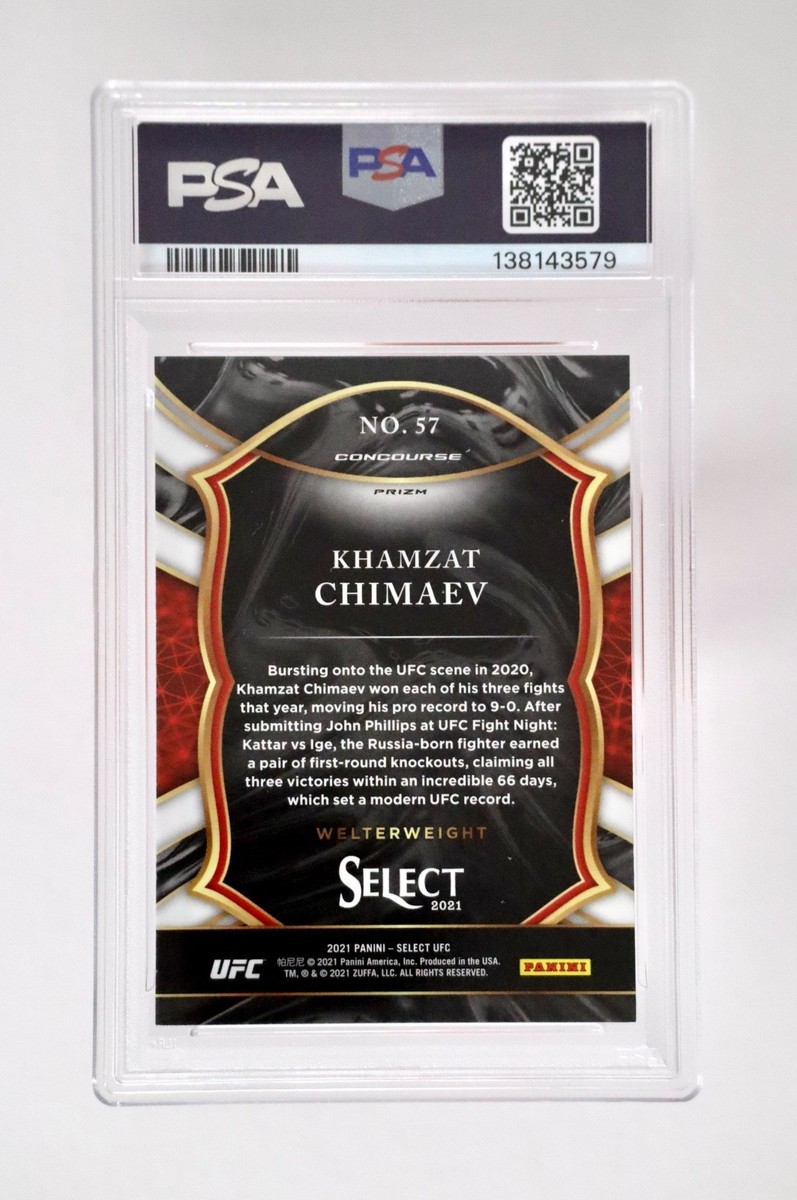 2021 Select UFC Khamzat Chimaev Tri-Color Prizm RC PSA 10 Gem Mint