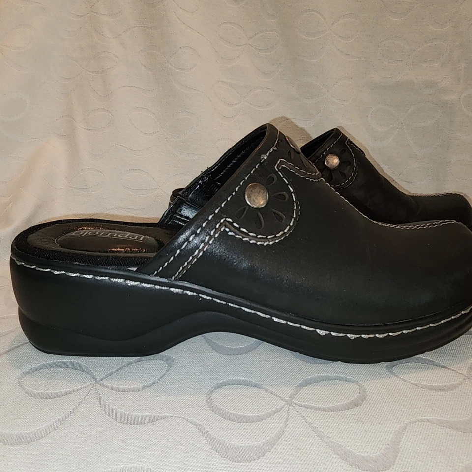 NUEVO Zuecos Björndal Cuero Negro Comfort Mules Talla 8 Cottagecore Granola Y2K Foto 4 de 4