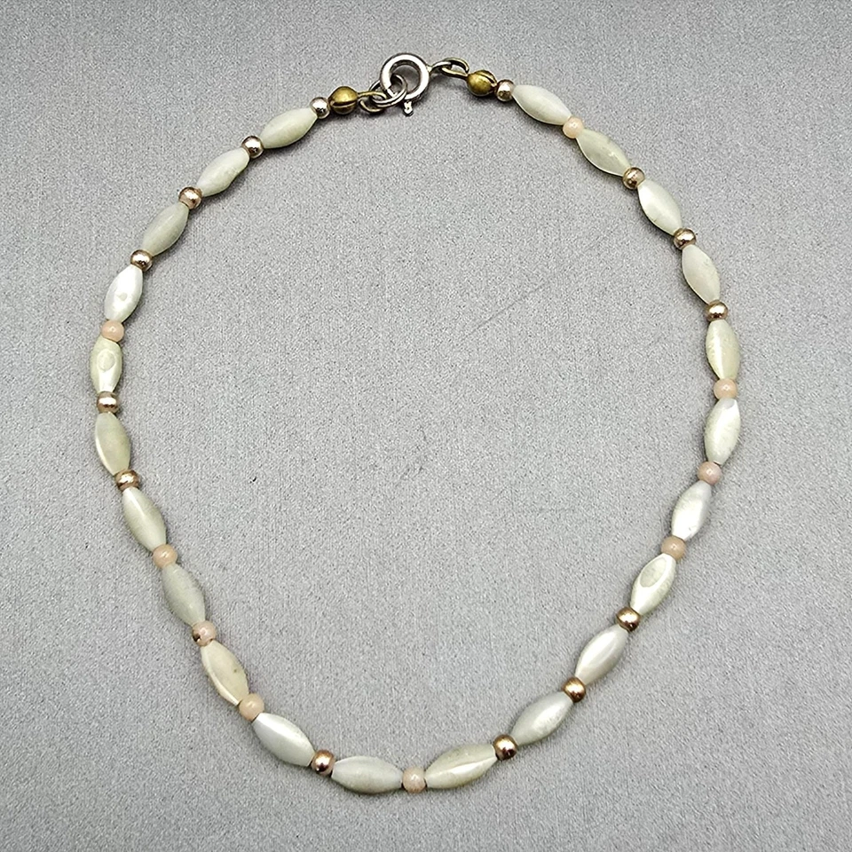 Brazalete tobillera con cuentas de arroz de colección 8,75" enchapado en oro espaciadores cierre de anillo de resorte Foto 2 de 4