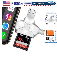 SD/Micro SD Card Reader for iPhone/iPad/Android/Mac/Computer/Camera, 4 in 1 T...