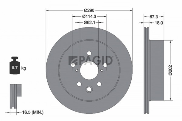 2X Bremsscheibe Pagid 56344NC FüR Lexus IS 3 200T ASE30 250 GSE30_ GSE30R 300H-image