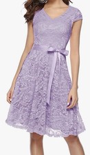 New Dressystar XS Floral Lace Bridesmaid Dress - Lavender/Lilac