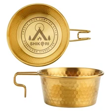 Camping Sierra Cup Set fo 2, 304 Stainless Steel Stackable Portable 450ML Sie...