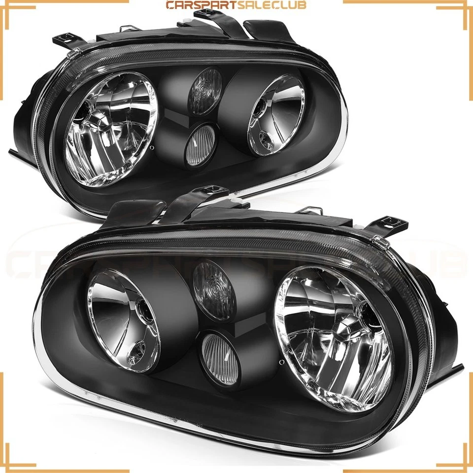 Pair Headlights Assembly For 1999-2006 Volkswagen Golf 2.0L l4 LH+RH Black Set - Изображение 3 из 4