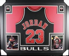 Michael Jordan Signed Bulls Black Jersey UDA COA Autographed 97–98 Framed NBA