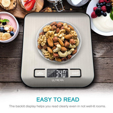 Digital Food Scale Precise LCD Display, Tare, 6 Units, Steel, 11Lb.