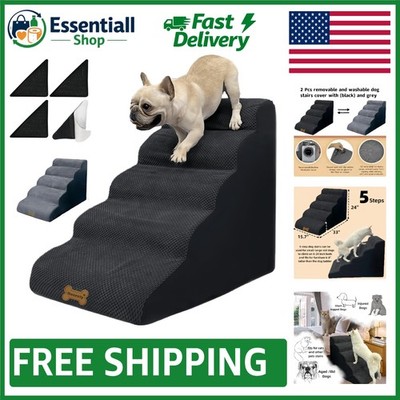Non-Slip Dog Steps & Ramp - 5 Steps, 24-Inch for Easy Access to Beds & Couches