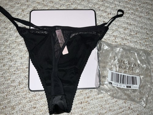 Victoria Secret Satin Rinestine Very Sexy String Thong Black XL - Picture 2 of 3