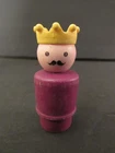 Vintage Fisher-Price Little People Purple Wood Body King From Castle Playset