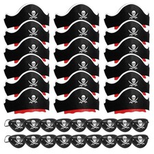 11.5 x 5 inches pirate hat , 3.1 2.4inch eye mask , 36pcs Pirate Hat Sets