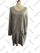 J. Jill Grey Cotton/Modal/Wool Knit Rolled Hem 2-Pocket Scoop Neck Dress-Med