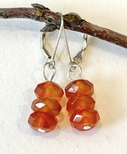 Carnelian Gemstone Sterling Silver Earrings Sundance Treasures Boho Artisan