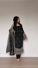New Launching Faux Georgette Black Salwar Kameez With Dupatta For Women Wear