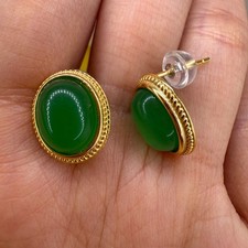 925 Sterling Silver Earrings Emerald 10x8mm Natural Gemstone Stud Bridal Women