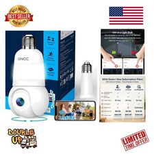 Plug-and-Play 2K Light Bulb Security Camera - Full Color Night Vision, 360 Pan